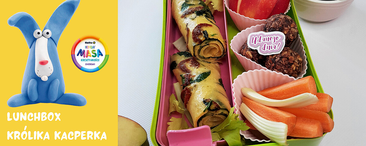 Lunchbox Królika Kacperka: szpinakowy omlet i energetyczne kulki mocy