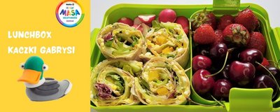 Lunchbox Kaczki Gabrysi z kolorowymi wrapami i wodą z owocami