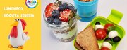 Lunchbox Koguta Zdzisia - granola z orzechami i dmuchanym prosem i  mini szaszłyki